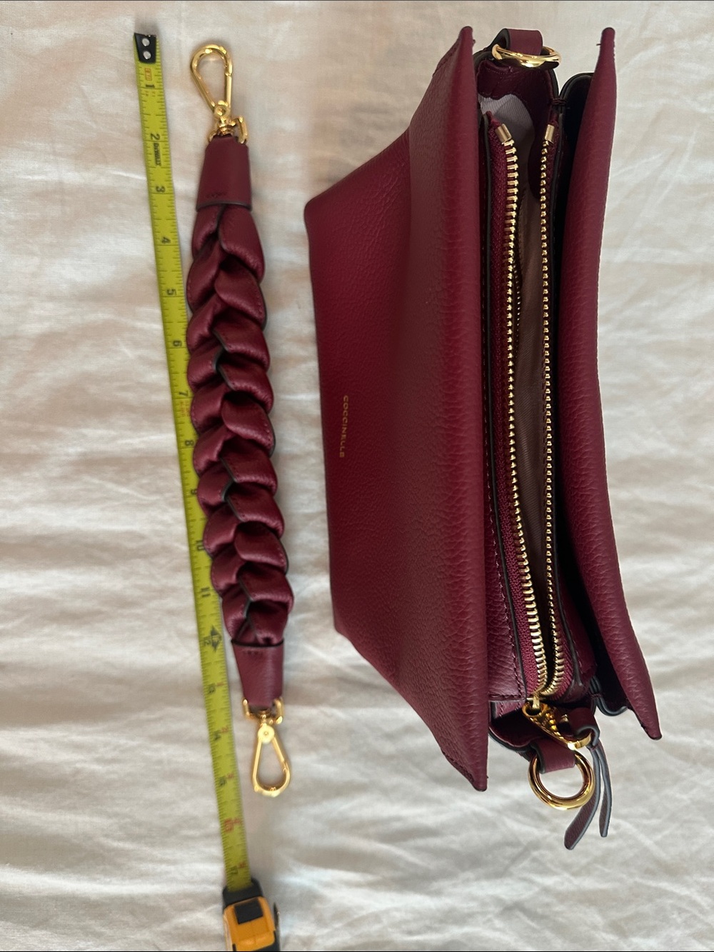 Coccinelle Burgundy Boheme Bag with Braided Handle - Picture 16 of 16